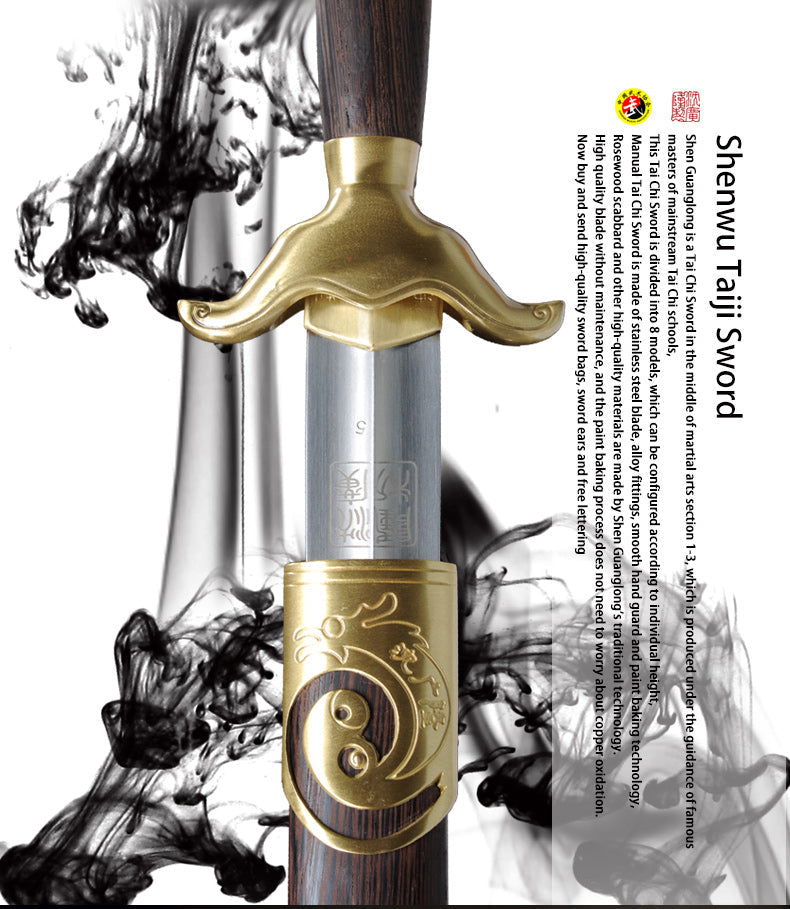 Handmade Chinese Sword Shenwu Pure Copper Tai Chi Jian Stainless Steel Authentic Longquan Sword - COOLKATANA 