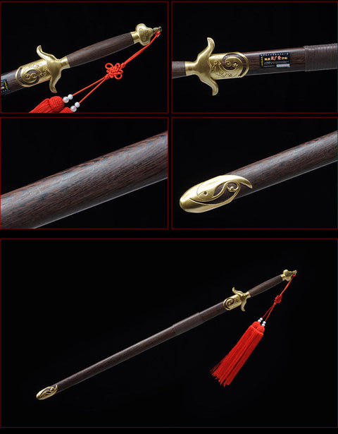 Handmade Chinese Sword Shenwu Pure Copper Tai Chi Jian Stainless Steel Authentic Longquan Sword-COOLKATANA