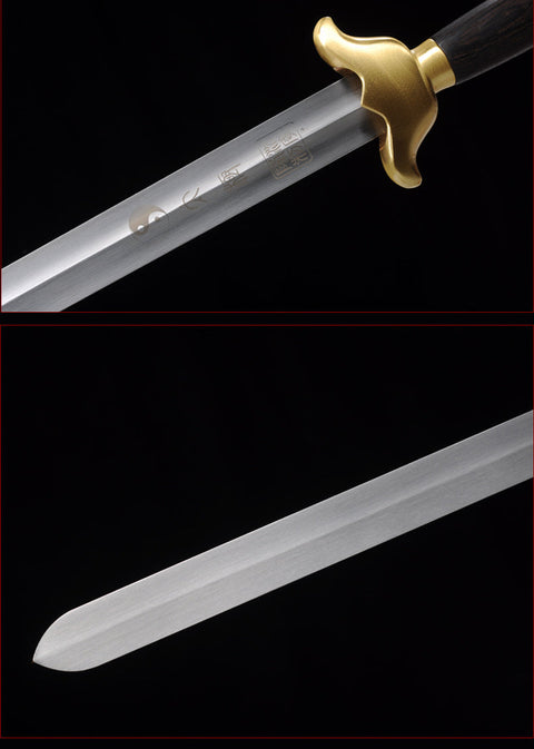 Handmade Chinese Sword Pure Copper Decorate Tai Chi Jian Stainless Steel Longquan Sword Rosewood Scabbard-COOLKATANA