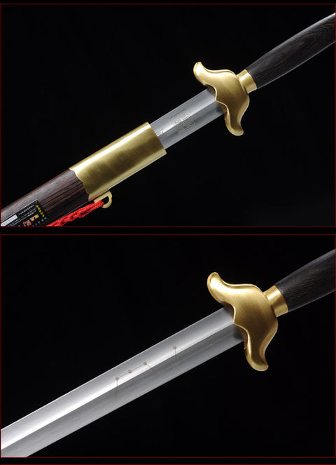 Handmade Chinese Sword Pure Copper Decorate Tai Chi Jian Stainless Steel Longquan Sword Rosewood Scabbard-COOLKATANA