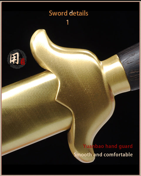 Handmade Chinese Sword Pure Copper Decorate Tai Chi Jian Stainless Steel Longquan Sword Rosewood Scabbard-COOLKATANA-SL-8015-1-U