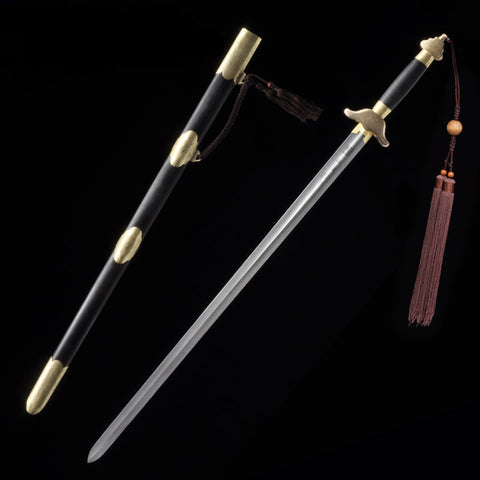 Handmade Chinese Sword Qianlong Tai Chi Jian Folded Steel Longquan Sword Ebony Scabbard-COOLKATANA-SL-8016-1-U