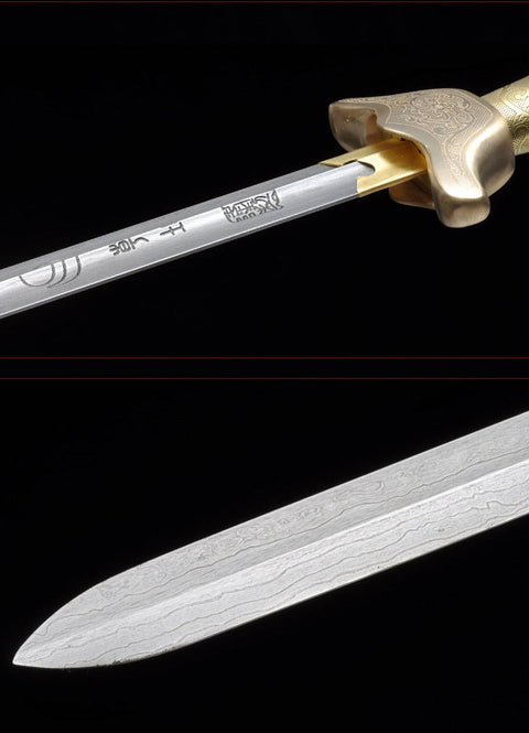 Handmade Chinese Sword Qianlong Tai Chi Jian Folded Steel Longquan Sword Ebony Scabbard-COOLKATANA-SL-8016-1-U