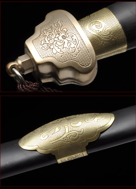 Handmade Chinese Sword Qianlong Tai Chi Jian Folded Steel Longquan Sword Ebony Scabbard-COOLKATANA-SL-8016-1-U