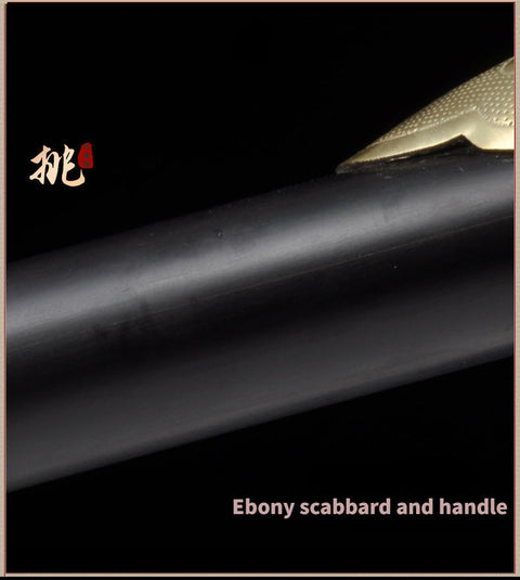 Handmade Chinese Sword Qianlong Tai Chi Jian Folded Steel Longquan Sword Ebony Scabbard-COOLKATANA-SL-8016-1-U