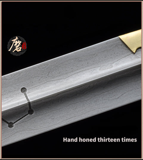 Handmade Chinese Sword Qianlong Tai Chi Jian Folded Steel Longquan Sword Ebony Scabbard-COOLKATANA-SL-8016-1-U