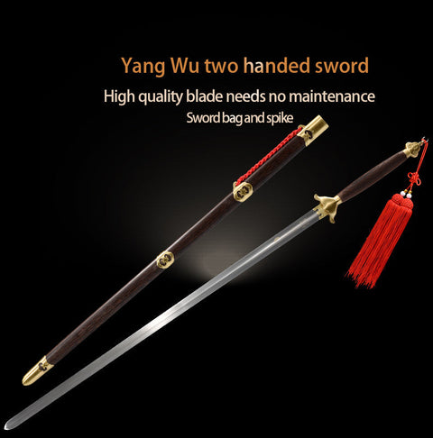 Handmade Chinese Sword Yangwu Two Handed Tai Chi Jian Stainless Steel Bagua Sword Longquan Sword-COOLKATANA