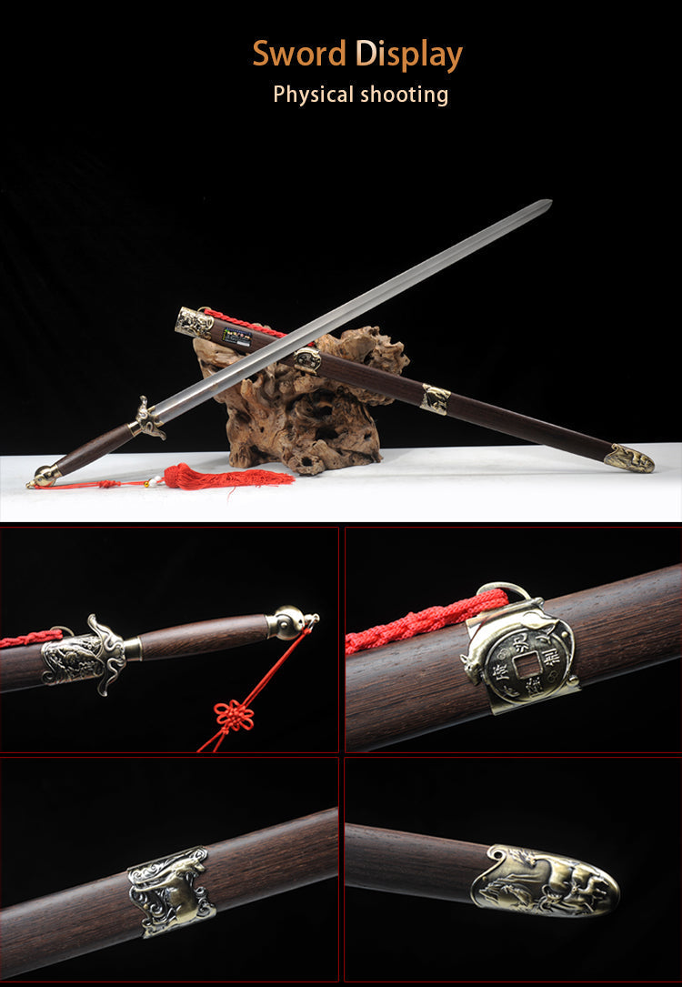 Handmade Chinese Sword Zodiac Signs Tai Chi Jian Stainless Steel Longquan Sword - COOLKATANA 