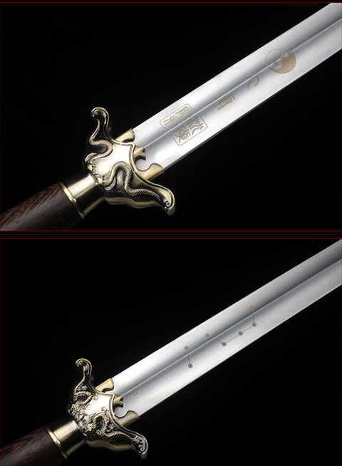 Handmade Chinese Sword Zodiac Signs Tai Chi Jian Stainless Steel Longquan Sword-COOLKATANA