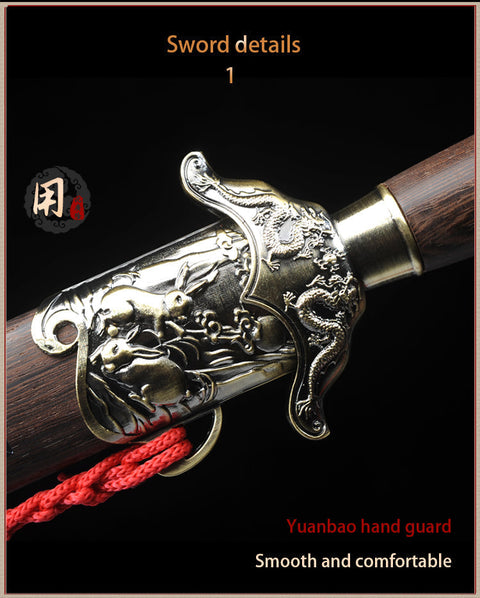 Handmade Chinese Sword Zodiac Signs Tai Chi Jian Stainless Steel Longquan Sword-COOLKATANA