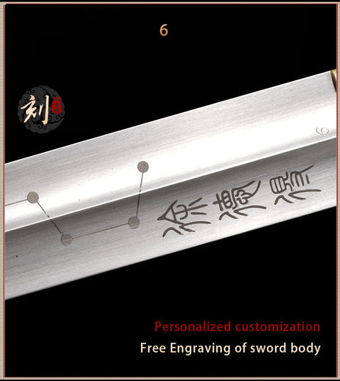 Handmade Chinese Sword Zodiac Signs Tai Chi Jian Stainless Steel Longquan Sword-COOLKATANA