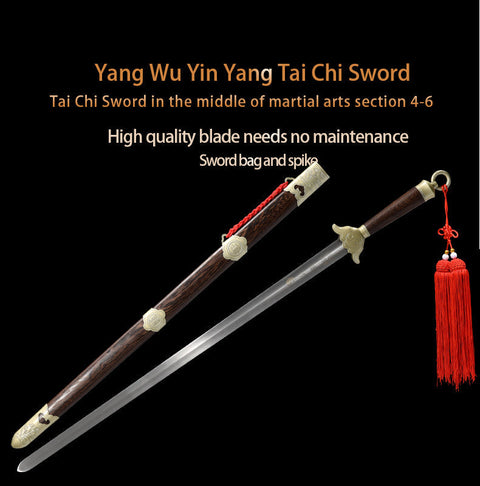 Handmade Chinese Sword Yangwu Yin Yang Tai Chi Jian Stainless Steel Longquan Sword-COOLKATANA