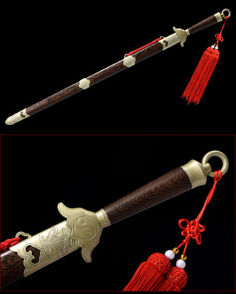 Handmade Chinese Sword Yangwu Yin Yang Tai Chi Jian Stainless Steel Longquan Sword-COOLKATANA