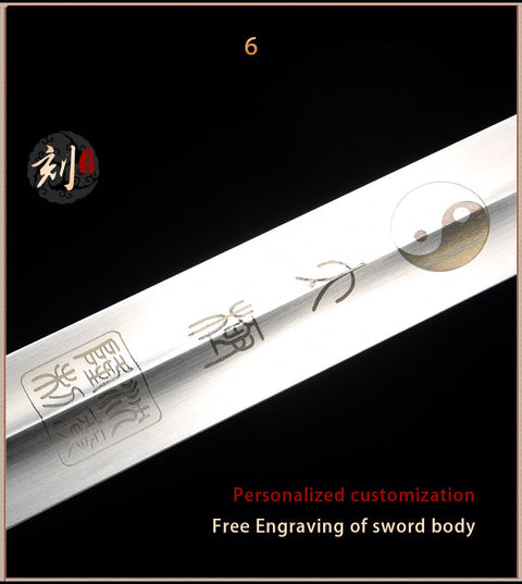 Handmade Chinese Sword Yangwu Yin Yang Tai Chi Jian Stainless Steel Longquan Sword-COOLKATANA