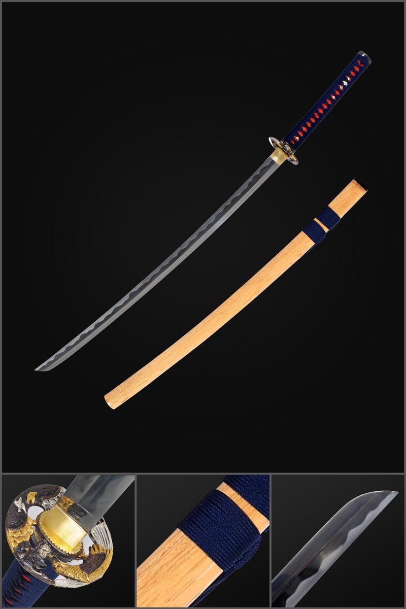 Hand Forged Rurouni Kenshin Sakabato Katana Japanese Sword 1095 Steel Reversed Cutting Edge Sharp Full Tang - COOLKATANA 