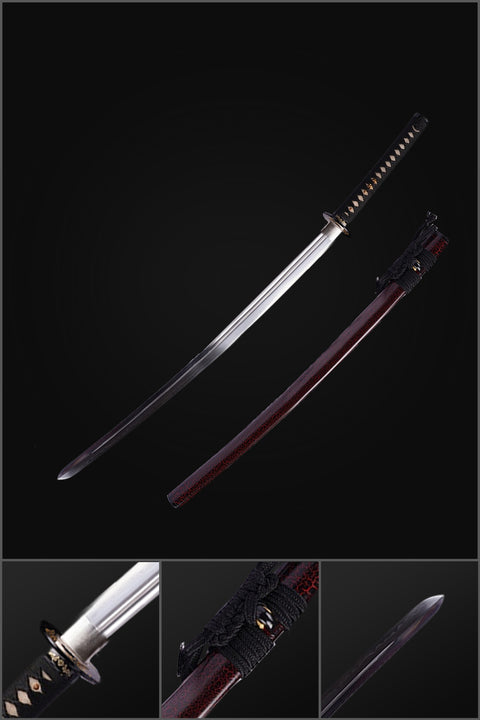 Hand Forged Japanese Samurai Katana Sword T8 Tool Steel Blade Clay Tempered Full Tang-COOLKATANA-ZS-0036-U