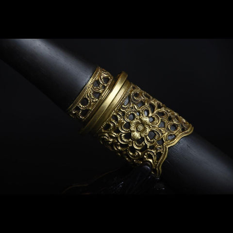 Handmade Chinese Sword Mini Longquan Short Sword Folded Steel Blade Ebony Scabbard-COOLKATANA-SL-7006-U