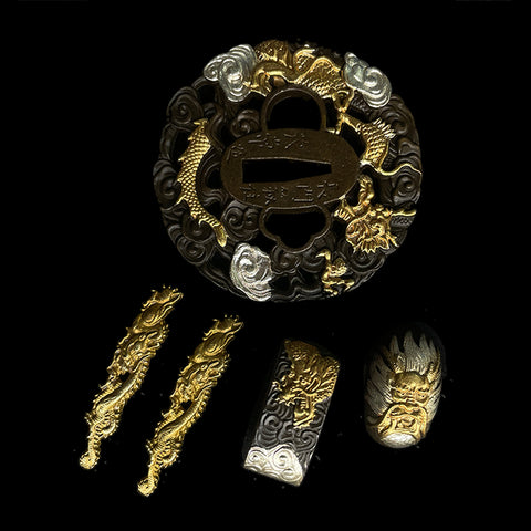 custom swords Copper Tsuba gilded with gold and silver.-COOLKATANA-QQ-102