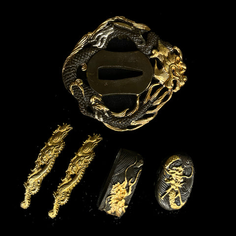 custom swords Copper Tsuba gilded with gold and silver.-COOLKATANA-QQ-103