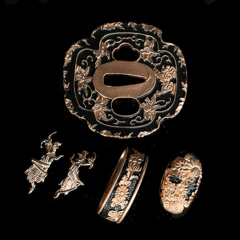 custom swords Copper Tsuba gilded with gold and silver.-COOLKATANA-QQ-105
