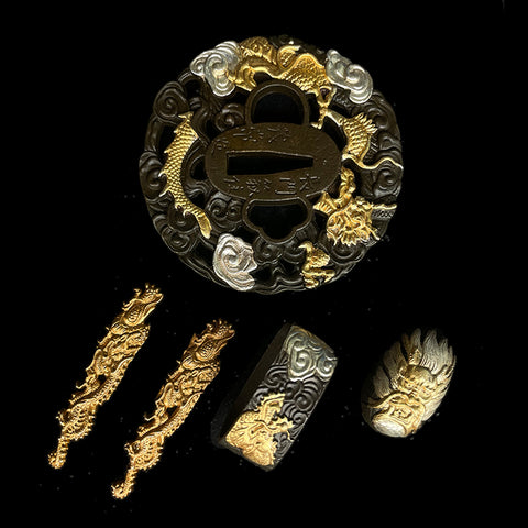 custom swords Copper Tsuba gilded with gold and silver.-COOLKATANA-QQ-107