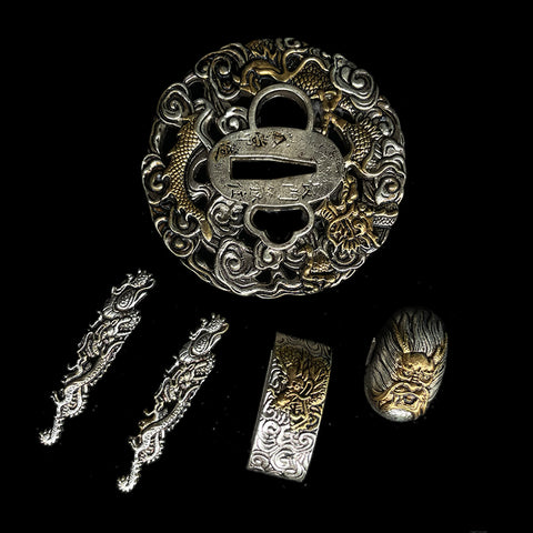 custom swords Copper Tsuba gilded with gold and silver.-COOLKATANA-QQ-108
