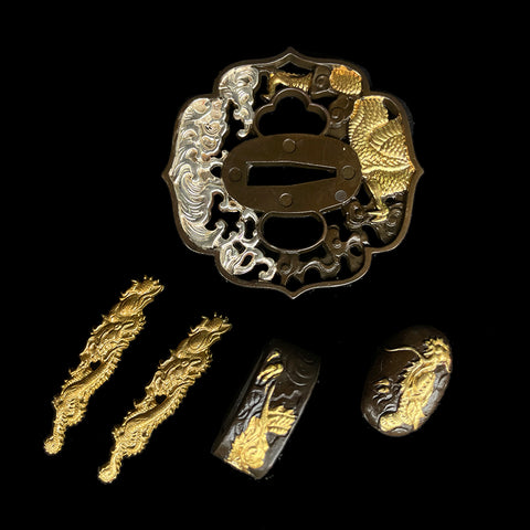 custom swords Copper Tsuba gilded with gold and silver.-COOLKATANA-QQ-111