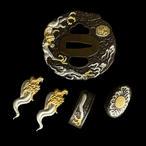 custom swords Copper Tsuba gilded with gold and silver.-COOLKATANA-QQ-112