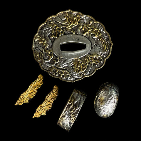 custom swords Copper Tsuba gilded with gold and silver.-COOLKATANA-QQ-113