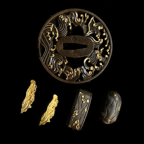 custom swords Copper Tsuba gilded with gold and silver.-COOLKATANA-QQ-117
