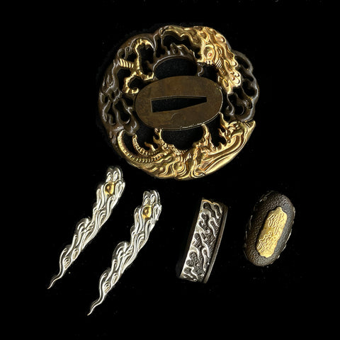 custom swords Copper Tsuba gilded with gold and silver.-COOLKATANA-QQ-119