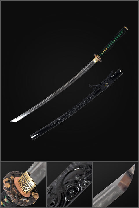 Hand Forged Japanese Samurai Sword Clay Tempered Katana Honsanmai Copper Tsuba Full Tang-COOLKATANA-SL-1208-U