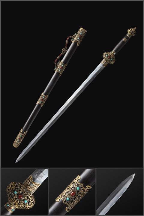 Handmade Chinese Sword Qingfeng Jian Inheritance of the Qing Dynasty Gem-encrusted Sword Style-COOLKATANA-SL-3103-U