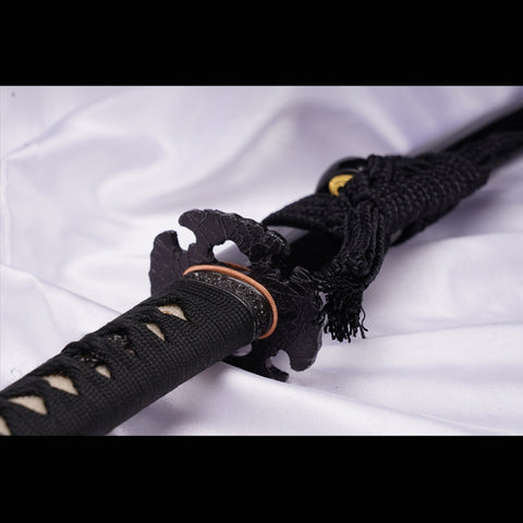 Hand Forged Japanese Samurai Katana Sword 1095 High Carbon Steel Clay Tempered Iron Tsuba-COOLKATANA