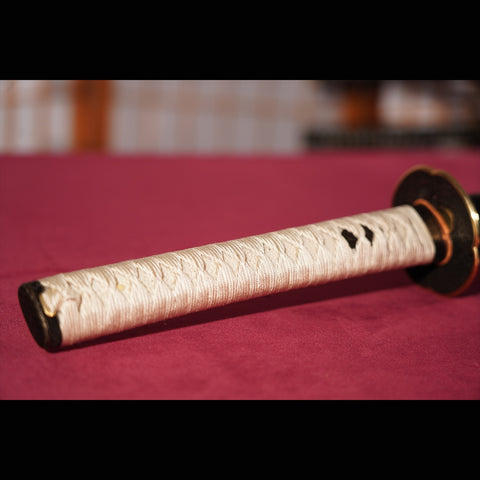 Hand Forged Japanese Samurai Katana Sword Tamahagane Steel Clay Tempered Red Copper Tsuba-COOLKATANA-ZS-0004-U