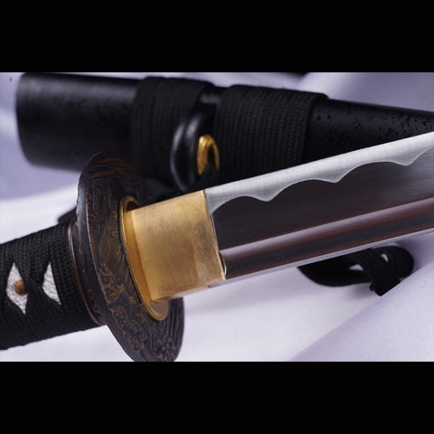 Hand Forged Japanese Samurai Katana Sword 1045 Steel Blade Oil Quenching Alloy Tsuba-COOLKATANA