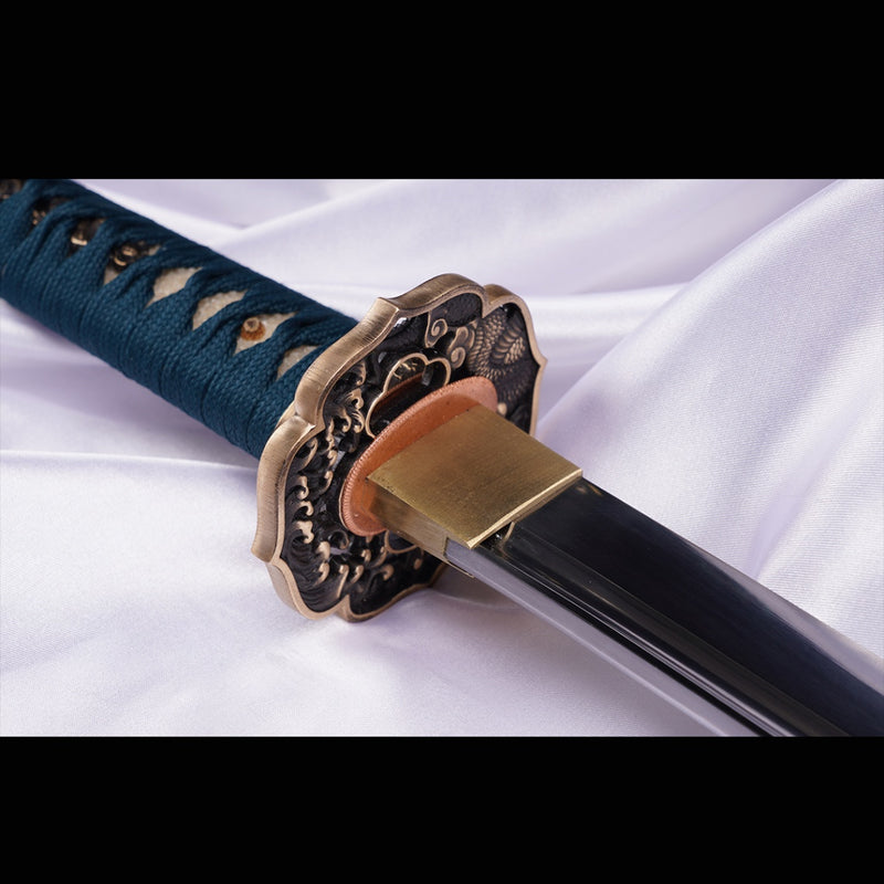 Hand Forged Japanese Samurai Sword High Manganese Steel Oil Quenching Copper Tsuba Removable - COOLKATANA 