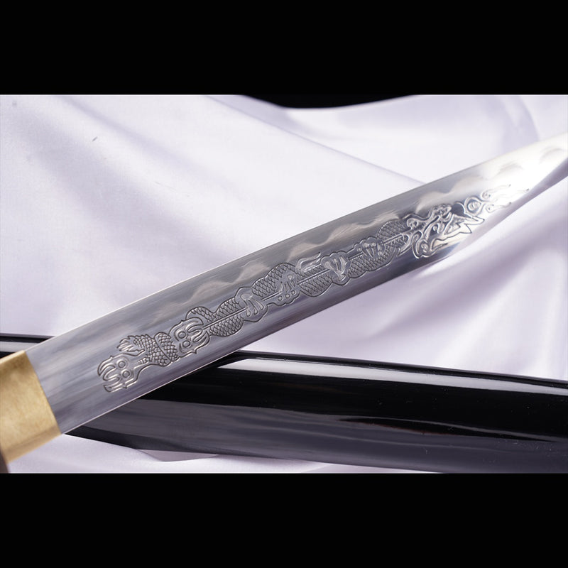 Hand Forged Japanese Samurai Sword Folded Steel Clay Tempered Gold Plated Copper/Silver Plated Copper Tsuba - COOLKATANA 
