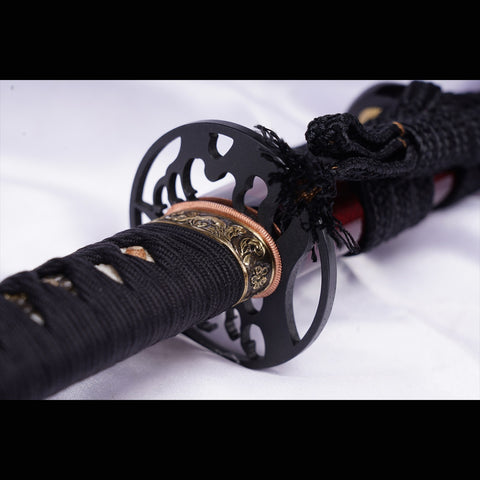 Hand Forged Japanese Samurai Katana Sword LD Steel Blade Vacuum+Cryogenic Iron Tsuba-COOLKATANA