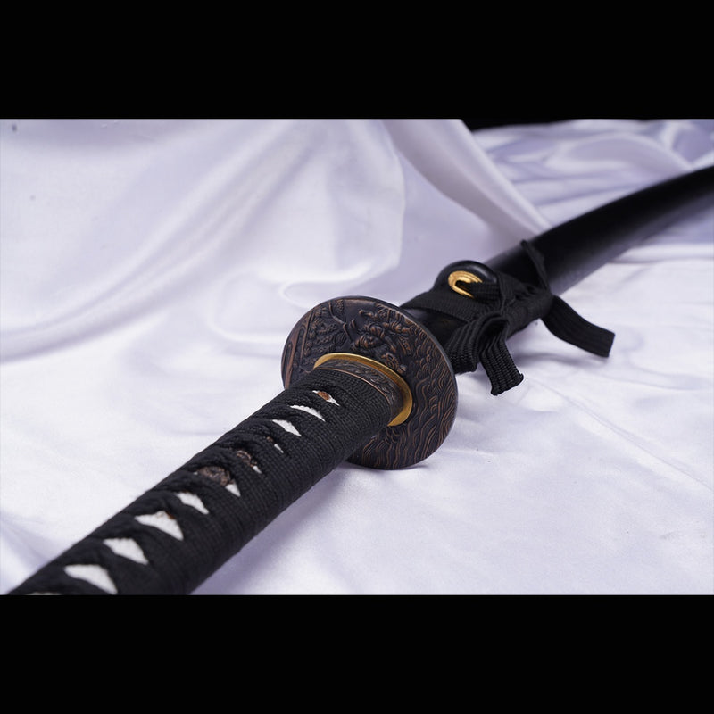 Hand Forged Japanese Samurai Katana Sword 1045 Steel Blade Oil Quenching Alloy Tsuba - COOLKATANA 