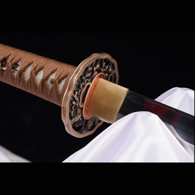 Hand Forged Japanese Samurai Katana Sword High Manganese Steel Oil Quenching Copper Tsuba - COOLKATANA 