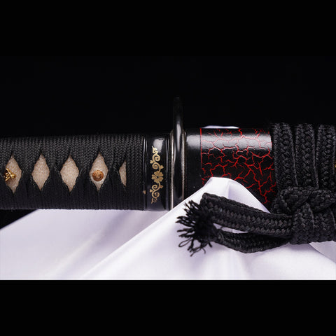 Hand Forged Japanese Samurai Sword T8 Tool Steel Blade Clay Tempered Alloy Tsuba Full Tang-COOLKATANA-ZS-0061-U