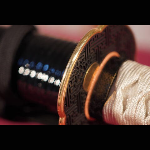Hand Forged Japanese Samurai Katana Sword Tamahagane Steel Clay Tempered Red Copper Tsuba-COOLKATANA-ZS-0004-U