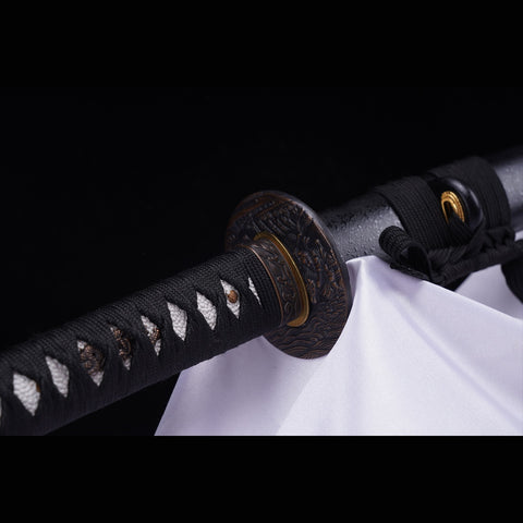Hand Forged Japanese Samurai Katana Sword 1045 Steel Blade Oil Quenching Alloy Tsuba-COOLKATANA