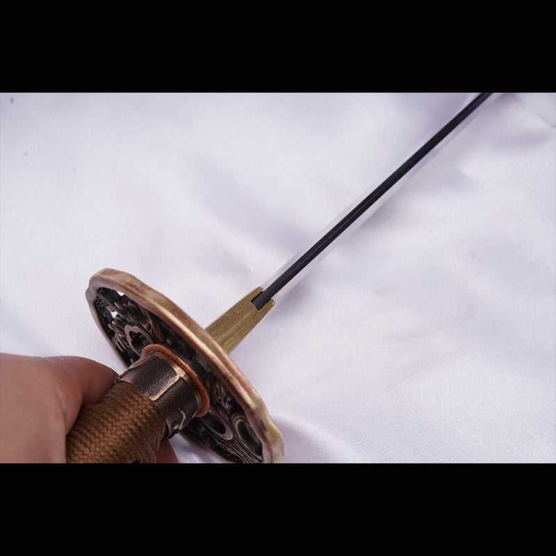 Hand Forged Japanese Samurai Katana Sword High Manganese Steel Oil Quenching Copper Tsuba - COOLKATANA 