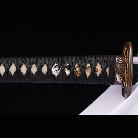 Hand Forged Japanese Samurai Sword Folded Steel Gold Plated Copper/Silver Plated Rayskin Saya Copper Tsuba-COOLKATANA-ZS-0025-U