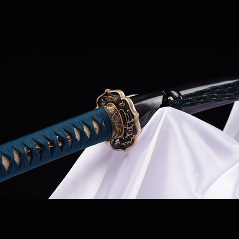 Hand Forged Japanese Samurai Sword High Manganese Steel Oil Quenching Copper Tsuba Removable-COOLKATANA