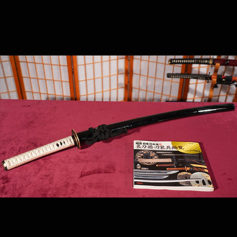 Hand Forged Japanese Samurai Katana Sword Tamahagane Steel Clay Tempered Red Copper Tsuba-COOLKATANA-ZS-0004-U