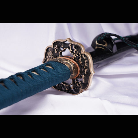 Hand Forged Japanese Samurai Sword High Manganese Steel Oil Quenching Copper Tsuba Removable-COOLKATANA