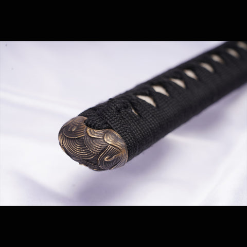 Hand Forged Japanese Samurai Sword Manganese Steel Blade Genuine Rayskin Handle Brass Tsuba-COOLKATANA